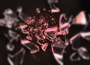shattered glass on black background