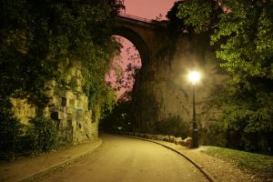 Buttes Chaumont at night